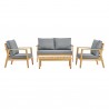 Modway Syracuse Outdoor Patio Upholstered 4 Piece Furniture Set - Natural Gray - Set in Front Angle