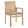 Modway Farmstay Outdoor Patio Teak Wood Dining Armchair - Natural Taupe - Front Side Angle