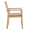 Modway Farmstay Outdoor Patio Teak Wood Dining Armchair - Natural Taupe - Side Angle