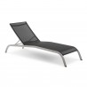 Modway Savannah Mesh Chaise Outdoor Patio Aluminum Lounge Chair in Black - Front Side Angle