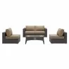 Modway Convene 5 Piece Set Outdoor Patio with Fire Pit - Espresso Mocha - Set in Front Angle - Modway Convene 5 Piece Set Outdoor Patio with Fire Pit - Espresso Mocha - Set in Front Angle