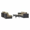 Modway Convene 5 Piece Set Outdoor Patio with Fire Pit - Espresso Mocha - Set in Front Side Angle - Modway Convene 5 Piece Set Outdoor Patio with Fire Pit - Espresso Mocha - Set in Front Side Angle