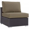 Modway Convene 5 Piece Set Outdoor Patio with Fire Pit - Espresso Mocha - Armless Chair in Front Side Angle