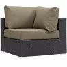 Modway Convene 5 Piece Set Outdoor Patio with Fire Pit - Espresso Mocha - Corner Chair in Front Side Angle - Modway Convene 5 Piece Set Outdoor Patio with Fire Pit - Espresso Mocha - Corner Chair in Front Side Angle
