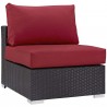 Modway Convene 5 Piece Set Outdoor Patio with Fire Pit - Espresso Red - Armless Chair in Front Side Angle