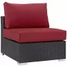 Modway Convene 5 Piece Set Outdoor Patio with Fire Pit - Espresso Red - Armless Chair in Front Side Angle - Modway Convene 5 Piece Set Outdoor Patio with Fire Pit - Espresso Red - Armless Chair in Front Side Angle