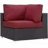 Modway Convene 5 Piece Set Outdoor Patio with Fire Pit - Espresso Red - Corner Chair in Front Side Angle - Modway Convene 5 Piece Set Outdoor Patio with Fire Pit - Espresso Red - Corner Chair in Front Side Angle