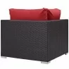 Modway Convene 5 Piece Set Outdoor Patio with Fire Pit - Espresso Red - Corner Chair in Back Side Angle - Modway Convene 5 Piece Set Outdoor Patio with Fire Pit - Espresso Red - Corner Chair in Back Side Angle