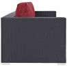 Modway Convene 3 Piece Set Outdoor Patio with Fire Pit - Espresso Red - Sofa in Side Angle