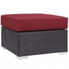 Modway Convene 3 Piece Set Outdoor Patio with Fire Pit - Espresso Red - Ottoman in Front Side Angle