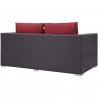 Modway Convene 4 Piece Set Outdoor Patio with Fire Pit - Espresso Red - Loveseat in Back Side Angle