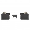 Modway Convene 3 Piece Set Outdoor Patio with Fire Pit in Espresso Beige - Set in Front Angle