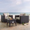 Modway Convene 3 Piece Set Outdoor Patio with Fire Pit in Espresso Beige - Lifestyle