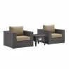 Modway Convene 3 Piece Set Outdoor Patio with Fire Pit in Espresso Mocha - Set in Front Side Angle - Modway Convene 3 Piece Set Outdoor Patio with Fire Pit in Espresso Mocha - Set in Front Side Angle