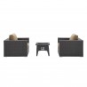 Modway Convene 3 Piece Set Outdoor Patio with Fire Pit in Espresso Mocha - Set in Front Angle
