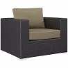Modway Convene 3 Piece Set Outdoor Patio with Fire Pit in Espresso Mocha - Armchair in Front Side Angle - Modway Convene 3 Piece Set Outdoor Patio with Fire Pit in Espresso Mocha - Armchair in Front Side Angle