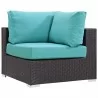 Modway Convene 5 Piece Set Outdoor Patio with Fire Pit - Espresso Turquoise - Corner Chair in Front Angle - Modway Convene 5 Piece Set Outdoor Patio with Fire Pit - Espresso Turquoise - Corner Chair in Front Angle