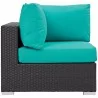 Modway Convene 5 Piece Set Outdoor Patio with Fire Pit - Espresso Turquoise - Corner Chair in Side Angle - Modway Convene 5 Piece Set Outdoor Patio with Fire Pit - Espresso Turquoise - Corner Chair in Side Angle