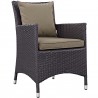 Modway Convene 3 Piece Set Outdoor Patio with Fire Pit in Espresso Mocha - Chair in Front Side Angle