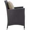 Modway Convene 3 Piece Set Outdoor Patio with Fire Pit in Espresso Mocha - Chair in Side Angle