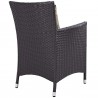 Modway Convene 3 Piece Set Outdoor Patio with Fire Pit in Espresso Mocha - Chair in Back Side Angle