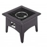 Modway Convene 3 Piece Set Outdoor Patio with Fire Pit in Espresso Red - Table in Front Side Angle