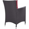 Modway Convene 3 Piece Set Outdoor Patio with Fire Pit in Espresso Red - Chair in Back Side Angle
