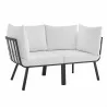 Modway Riverside 2 Piece Outdoor Patio Aluminum Sectional Sofa Set - Gray White - Set in Front Side Angle - Modway Riverside 2 Piece Outdoor Patio Aluminum Sectional Sofa Set - Gray White - Set in Front Side Angle