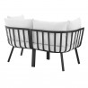 Modway Riverside 2 Piece Outdoor Patio Aluminum Sectional Sofa Set - Gray White - Set in Back Side Angle