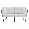 Modway Riverside 2 Piece Outdoor Patio Aluminum Sectional Sofa Set - Gray White - Set in Front Angle