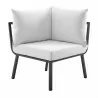 Modway Riverside 2 Piece Outdoor Patio Aluminum Sectional Sofa Set - Gray White - Front Angle - Modway Riverside 2 Piece Outdoor Patio Aluminum Sectional Sofa Set - Gray White - Front Angle