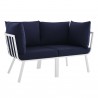 Modway Riverside 2 Piece Outdoor Patio Aluminum Sectional Sofa Set - White Navy - Front Side Angle