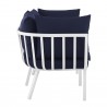 Modway Riverside 2 Piece Outdoor Patio Aluminum Sectional Sofa Set - White Navy - Side Angle