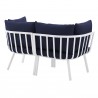 Modway Riverside 2 Piece Outdoor Patio Aluminum Sectional Sofa Set - White Navy - Back Side Angle