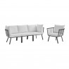 Modway Riverside 4 Piece Outdoor Patio Aluminum Set - Gray White - Set in Front Angle