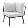 Modway Riverside 4 Piece Outdoor Patio Aluminum Set - Gray White - Corner Chair in Front Side Angle