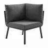 Modway Riverside 4 Piece Outdoor Patio Aluminum Set in Gray Charcoal - Corner Chair in Front Angle - Modway Riverside 4 Piece Outdoor Patio Aluminum Set in Gray Charcoal - Corner Chair in Front Angle