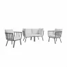 Modway Riverside 4 Piece Outdoor Patio Aluminum Set in Gray White - Set in Front Angle - Modway Riverside 4 Piece Outdoor Patio Aluminum Set in Gray White - Set in Front Angle