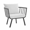 Modway Riverside 4 Piece Outdoor Patio Aluminum Set in Gray Charcoal - Armchair in Front Side AngleModway Riverside 4 Piece Outdoor Patio Aluminum Set in Gray White - Armchair in Front Side Angle - Modway Riverside 4 Piece Outdoor Patio Aluminum Set in Gray Charcoal - Armchair in Front Side AngleModway Riverside 4 Piece Outdoor Patio Aluminum Set in Gray White - Armchair in Front Side Angle