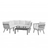 Modway Riverside 7 Piece Outdoor Patio Aluminum Set - Gray White - Set in Front Angle