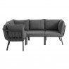 Modway Riverside 4 Piece Outdoor Patio Aluminum Sectional - Gray Charcoal - Set 