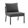 Modway Riverside 4 Piece Outdoor Patio Aluminum Sectional - Gray Charcoal  - Armless Chair in Front Side Angle - Modway Riverside 4 Piece Outdoor Patio Aluminum Sectional - Gray Charcoal  - Armless Chair in Front Side Angle