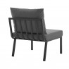 Modway Riverside 4 Piece Outdoor Patio Aluminum Sectional - Gray Charcoal  - Armless Chair in Back Side Angle