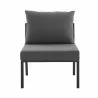 Modway Riverside 4 Piece Outdoor Patio Aluminum Sectional - Gray Charcoal  - Armless Chair in Front Angle - Modway Riverside 4 Piece Outdoor Patio Aluminum Sectional - Gray Charcoal  - Armless Chair in Front Angle