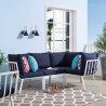 Modway Riverside 4 Piece Outdoor Patio Aluminum Sectional - White Navy - Lifestyle