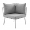 Modway Riverside 6 Piece Outdoor Patio Aluminum Set - White Gray - Corner Chair in Front Angle