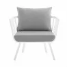 Modway Riverside 6 Piece Outdoor Patio Aluminum Set - White Gray - ArmChair in Front Angle - Modway Riverside 6 Piece Outdoor Patio Aluminum Set - White Gray - ArmChair in Front Angle