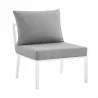 Modway Riverside 6 Piece Outdoor Patio Aluminum Set - White Gray - Armless Chair in Front Side Angle - Modway Riverside 6 Piece Outdoor Patio Aluminum Set - White Gray - Armless Chair in Front Side Angle