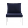 Modway Riverside 6 Piece Outdoor Patio Aluminum Set - White Navy - Armless Chair in Front Angle
