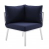 Modway Riverside 6 Piece Outdoor Patio Aluminum Set - White Navy - Corner Chair in Front Angle